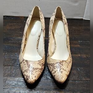 Nickels python snakeskin beige Dorothy heels Women's size 7‎